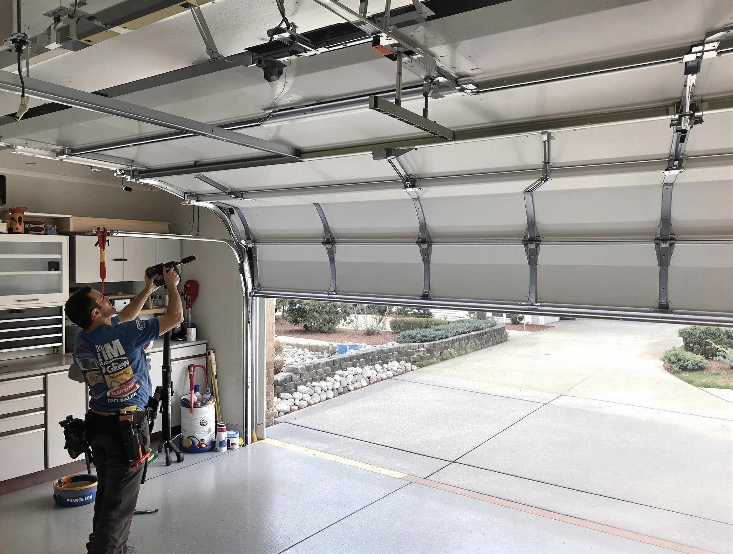Garage door track repair service by Sunset Garage Door Repair in Sunset