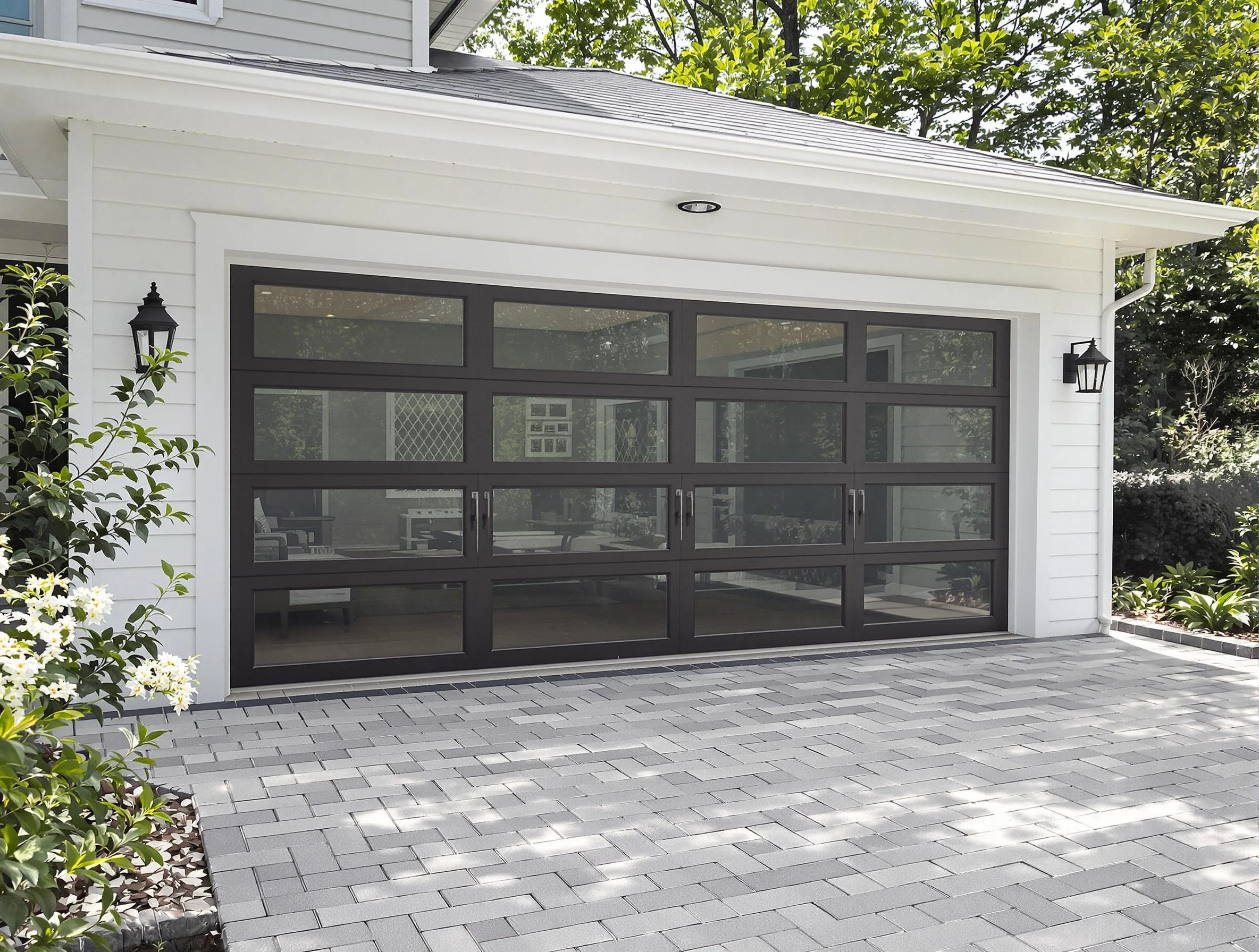Sunset Garage Door Repair design specialist presenting custom garage door options to Sunset homeowner