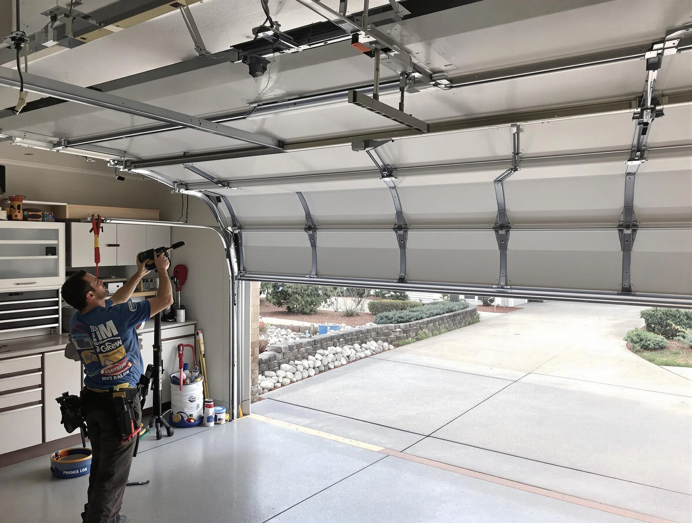 Garage door track repair service by Sunset Garage Door Repair in Sunset